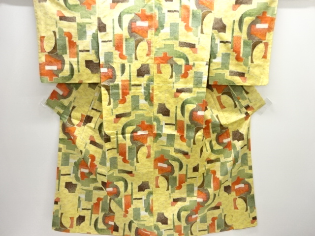 抽象模様織り出し十日町紬着物